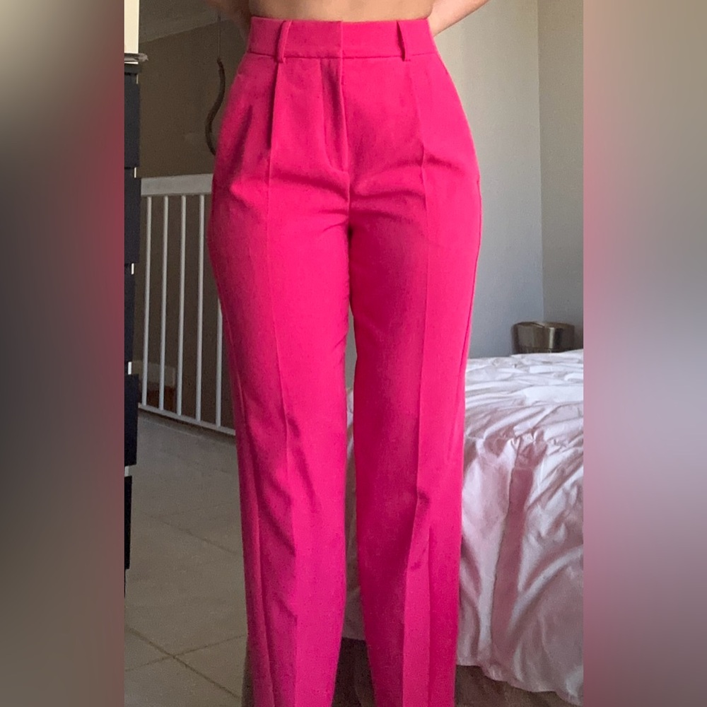 Express Hot Pink High Waisted Tailored Pants Size 4R Fuchsia Trousers